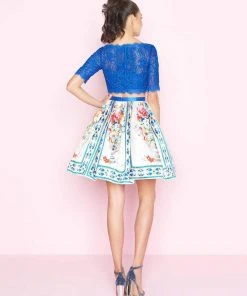 Mac Duggal - 40854N Two Piece Embroidered Floral Cocktail Dress Cocktail Dresses