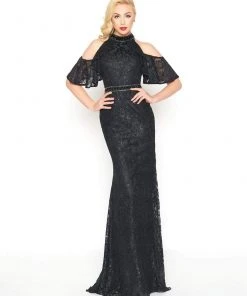 Mac Duggal - 40877R Lace Applique Cold Shoulder Evening Dress