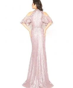 Mac Duggal - 40877R Lace Applique Cold Shoulder Evening Dress