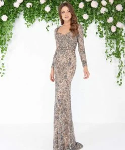 Mac Duggal - 4606D Long Sleeve Sweetheart Embellished Gown