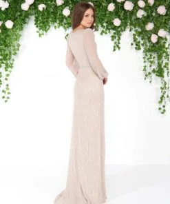 Mac Duggal - 4610D Sequined V-neck Sheath Dress Formal Gowns 5 Mac Duggal - 4610D Sequined V-neck Sheath Dress Formal Gowns