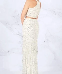 Formal Gowns Mac Duggal - 4617M Two-Piece High Halter Ruffle Tiered Gown