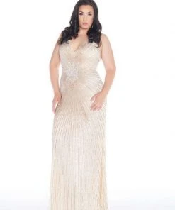 Mac Duggal - 4674F Sequined Halter Neck Sheath Dress Formal Gowns