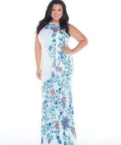 Mac Duggal - 4679F Floral Sequined Bateau Sheath Dress Formal Gowns 6 Mac Duggal - 4679F Floral Sequined Bateau Sheath Dress Formal Gowns