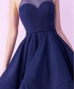 Mac Duggal - 48551N Beaded Halter Illusion Cocktail Dress Cocktail Dresses