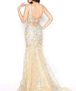 Mac Duggal - 50416D Sheer Floral Embroidered Sleeveless Gown