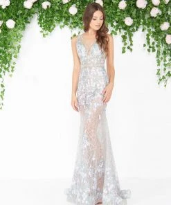 Mac Duggal - 50416D Sheer Floral Embroidered Sleeveless Gown