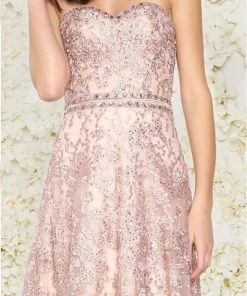 Mac Duggal - 50420D Strapless Sheer Floral Lace Evening Gown