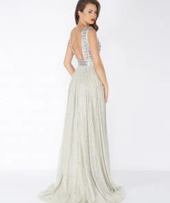 Mac Duggal - 50458R Shimmering Plunging Chiffon Evening Dress