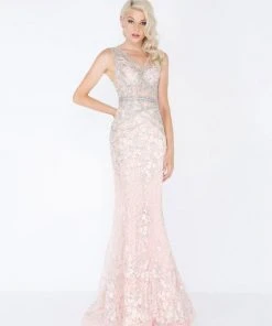 Mac Duggal - 50471M Shimmering Floral Beaded Ribbons Sheath Dress Formal Gowns