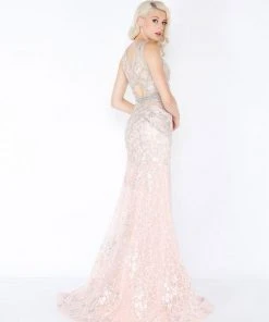 Mac Duggal - 50471M Shimmering Floral Beaded Ribbons Sheath Dress Formal Gowns