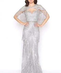 Formal Gowns Mac Duggal - 50500D Embellished Fringed Sheath Evening Gown