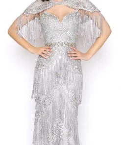 Formal Gowns Mac Duggal - 50500D Embellished Fringed Sheath Evening Gown 7 Formal Gowns Mac Duggal - 50500D Embellished Fringed Sheath Evening Gown