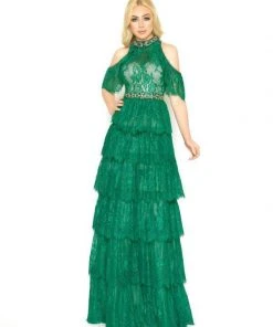 Mac Duggal - 50505D Beaded Collar Lace Layered Evening Gown