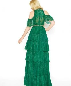 Mac Duggal - 50505D Beaded Collar Lace Layered Evening Gown