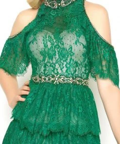 Mac Duggal - 50505D Beaded Collar Lace Layered Evening Gown