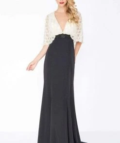 Mac Duggal - 62925R Embellished Deep V-neck Sheath Dress