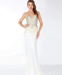 Mac Duggal - 62957R Sleeveless Beaded Formal With Fringe Detail
