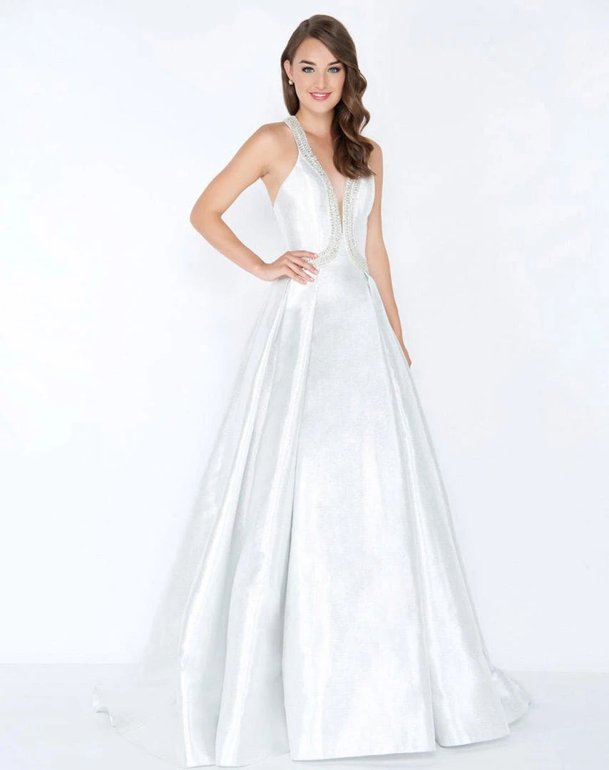 Mac Duggal - 62973M Plunging V-Neck Crystal Beaded A-Line Gown Formal Gowns 3 Mac Duggal - 62973M Plunging V-Neck Crystal Beaded A-Line Gown Formal Gowns