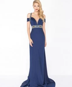 Formal Gowns Mac Duggal - 62996R Exquisite Off The Shoulder Evening Gown With Train