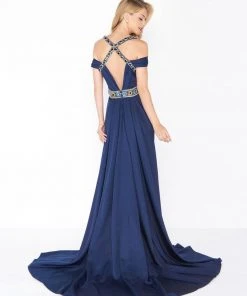 Formal Gowns Mac Duggal - 62996R Exquisite Off The Shoulder Evening Gown With Train
