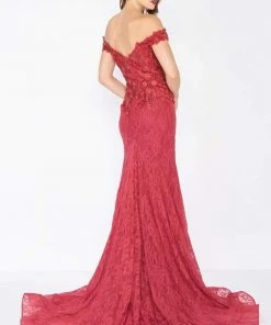 Formal Gowns Mac Duggal - 66214R Off The Shoulder Rich Lace Gown
