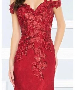 Formal Gowns Mac Duggal - 66214R Off The Shoulder Rich Lace Gown