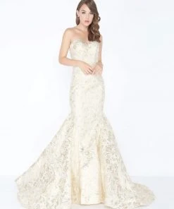 Mac Duggal - 66219M Metallic Brocade Sweetheart Mermaid Dress Formal Gowns