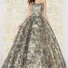 Mac Duggal - 66222D Floral Print Metallic Ballgown Formal Gowns