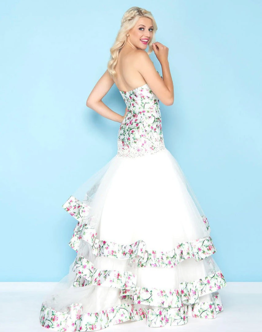 Mac Duggal - 66317H Strapless Floral Ruffled Mermaid Gown Formal Gowns 4 Mac Duggal - 66317H Strapless Floral Ruffled Mermaid Gown Formal Gowns