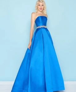 Mac Duggal - 66326H Strapless Bejeweled Waist Mikado Ballgown Formal Gowns