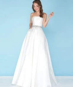 Mac Duggal - 66326H Strapless Bejeweled Waist Mikado Ballgown Formal Gowns