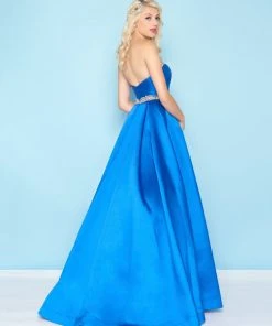 Mac Duggal - 66326H Strapless Bejeweled Waist Mikado Ballgown Formal Gowns