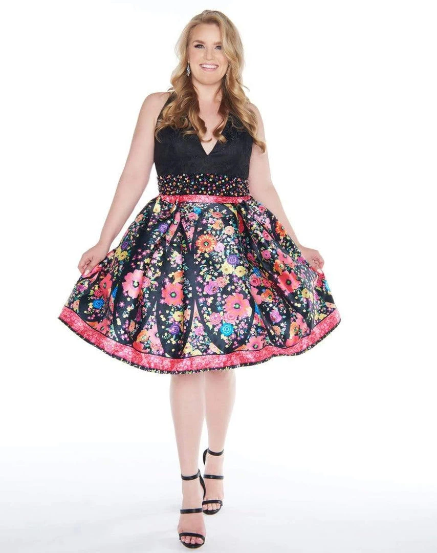 Mac Duggal - 66385F Halter Neck Floral Print Cocktail Dress Cocktail Dresses 3 Mac Duggal - 66385F Halter Neck Floral Print Cocktail Dress Cocktail Dresses