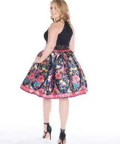 Mac Duggal - 66385F Halter Neck Floral Print Cocktail Dress Cocktail Dresses