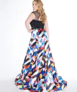 Formal Gowns Mac Duggal - 66409F Cap Sleeves Two-Piece Trumpet Gown 5 Formal Gowns Mac Duggal - 66409F Cap Sleeves Two-Piece Trumpet Gown