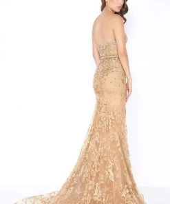 Mac Duggal - 66547M Strapless Shimmering Lace Gown Formal Gowns