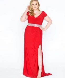 Mac Duggal - 67604F V Neckline Beaded Waist Long Gown