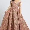 Formal Gowns Mac Duggal - 67613F Floral Printed Off-Shoulder Ballgown With Train