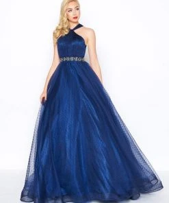 Mac Duggal - 67663R Polka Dot Tulle Halter Style Evening Gown