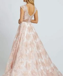 Mac Duggal - 67669R Beaded And Printed Bateau Ballgown