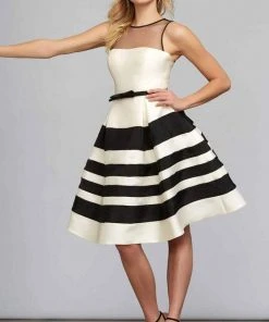 Cocktail Dresses Mac Duggal - 7525 Stripes A Line Cocktail Dress