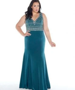 Mac Duggal - 77388F Sleeveless Embellished V-neck Sheath Dress