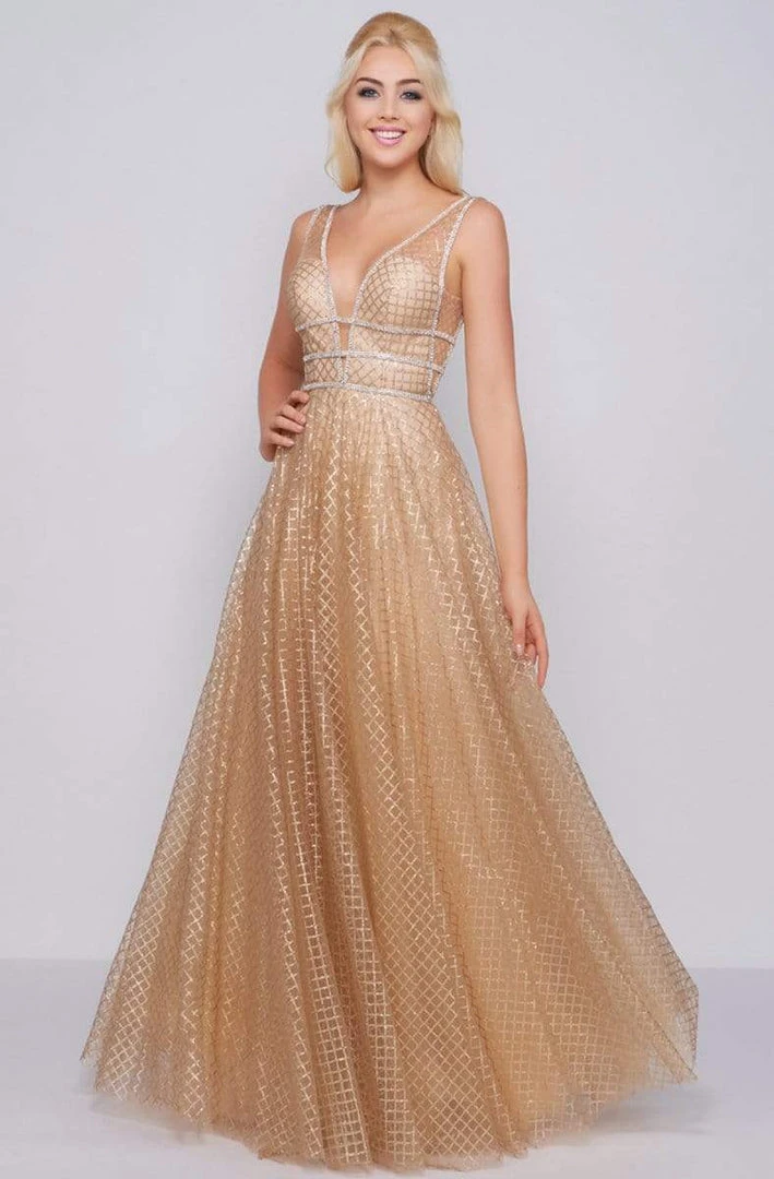 Mac Duggal - 77402M Deep V-neck Shimmering Ballgown Formal Gowns 3 Mac Duggal - 77402M Deep V-neck Shimmering Ballgown Formal Gowns