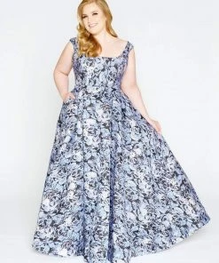 Mac Duggal - 77475F Floral Printed Square Neck Ballgown Formal Gowns