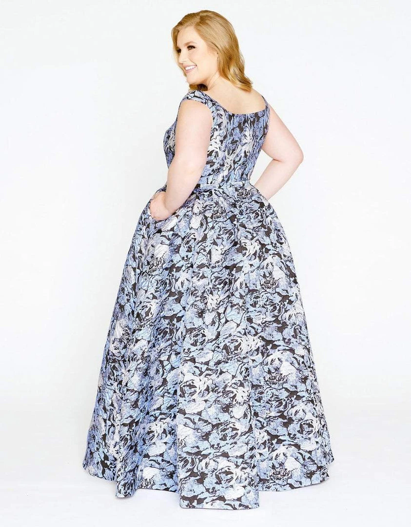 Mac Duggal - 77475F Floral Printed Square Neck Ballgown Formal Gowns 4 Mac Duggal - 77475F Floral Printed Square Neck Ballgown Formal Gowns