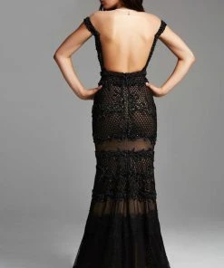 Mac Duggal - 78998 Netted Lace Off Shoulder Sheath Dress Formal Gowns