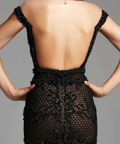 Mac Duggal - 78998 Netted Lace Off Shoulder Sheath Dress Formal Gowns