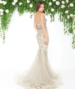 Mac Duggal - 79180D Slim Straps Beaded Mermaid Gown