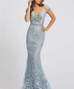 Mac Duggal - 79182D Bead And Lace Embellished Sheath Dress Formal Gowns
